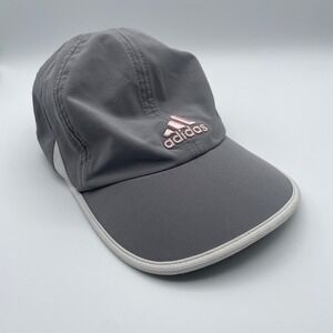 Adidas Hat Cap Womens Adjustable Gray Pink Adizero Breathable Embroidered Jog
